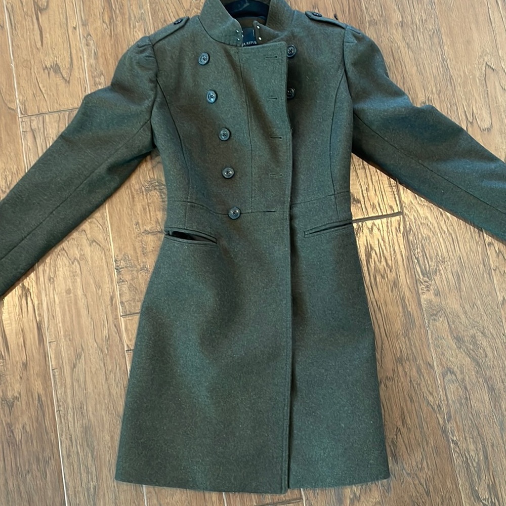 Banana Republic Army green coat trenchcoat thick coat preppy office style